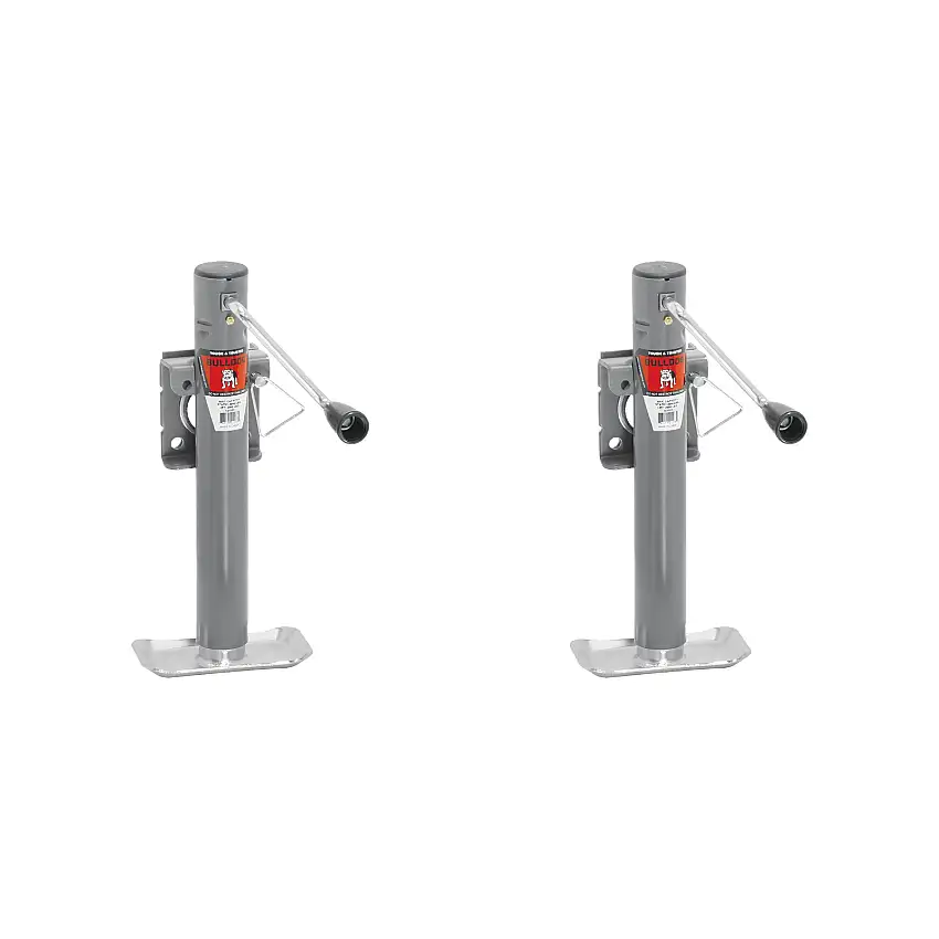 BULLDOG (2-Pack) Round Trailer Jack, Side Mount, 2,000 lbs. Lift Capacity, Sidewind, Bolt-On, 10 Inch Travel (Bulk 100)