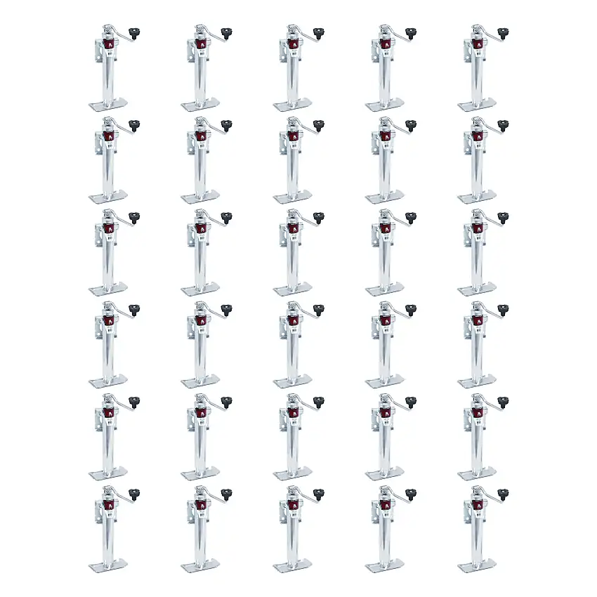 BULLDOG (30-Pack) Round Trailer Jack, Side Mount, 2,000 lbs. Lift Capacity, Topwind, Weld-On, L-Bend Swivel Bracket Assembled, 15 Inch Travel
