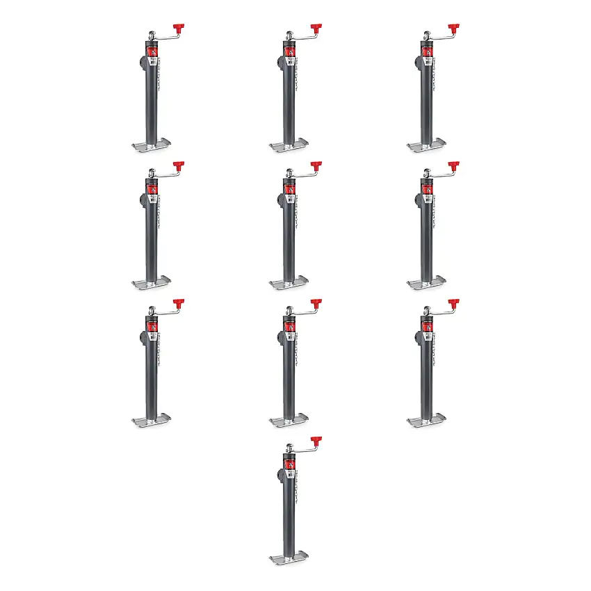 BULLDOG (10-Pack) Round Trailer Jack, Side Mount, 2,000 lbs. Lift Capacity, Topwind, Weld-On, 15 Inch Travel