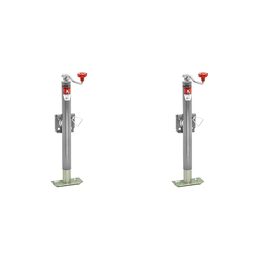 BULLDOG (2-Pack) Round Trailer Jack, Side Mount, 5,000 lbs. Lift Capacity, Topwind, Weld-On, Retaining Ring Swivel, 15 Inch Travel
