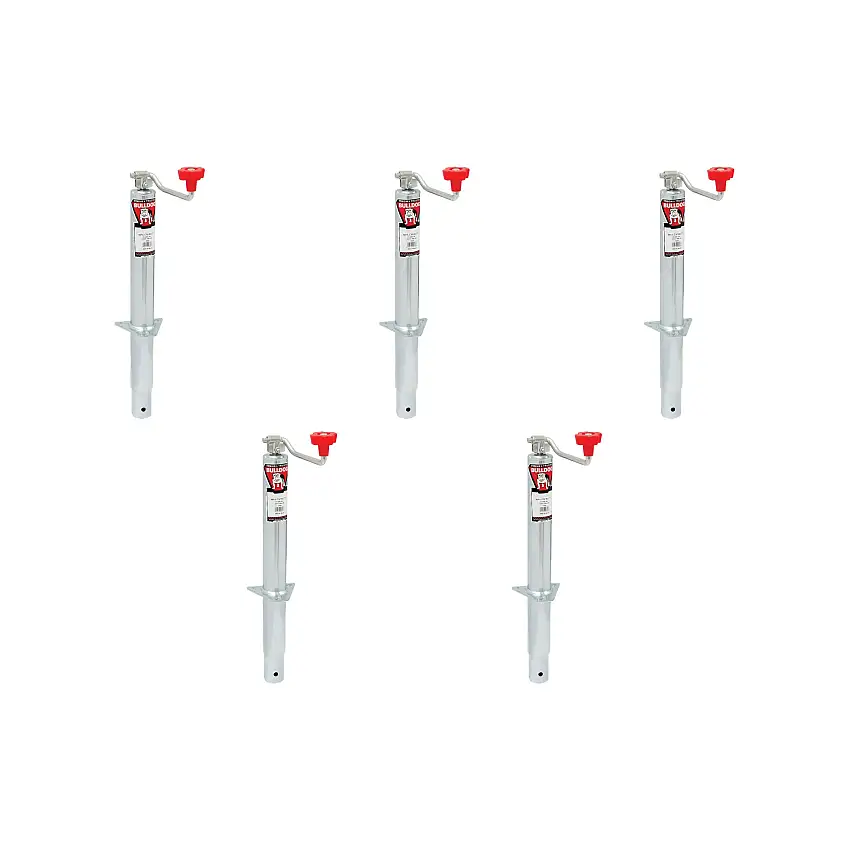 BULLDOG (5-Pack) Round Trailer Jack, A-Frame, 5,000 lbs. Lift Capacity, Topwind, Bolt-On, 15 Inch Travel