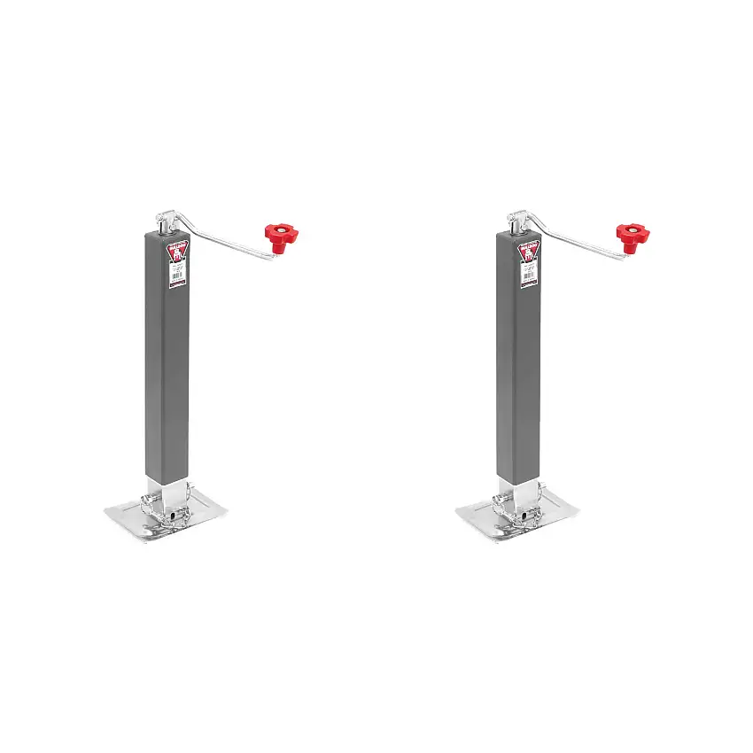BULLDOG (2-Pack) Square Trailer Jack, No Mount, 8,000 lbs. Support Capacity, Topwind, Weld-On, 15 Inch Travel