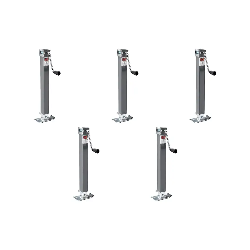 BULLDOG (5-Pack) Square Trailer Jack, No Mount, 5,000 lbs. Support Capacity, Sidewind, Weld-On, Drop Leg with Base, 15 Inch Travel