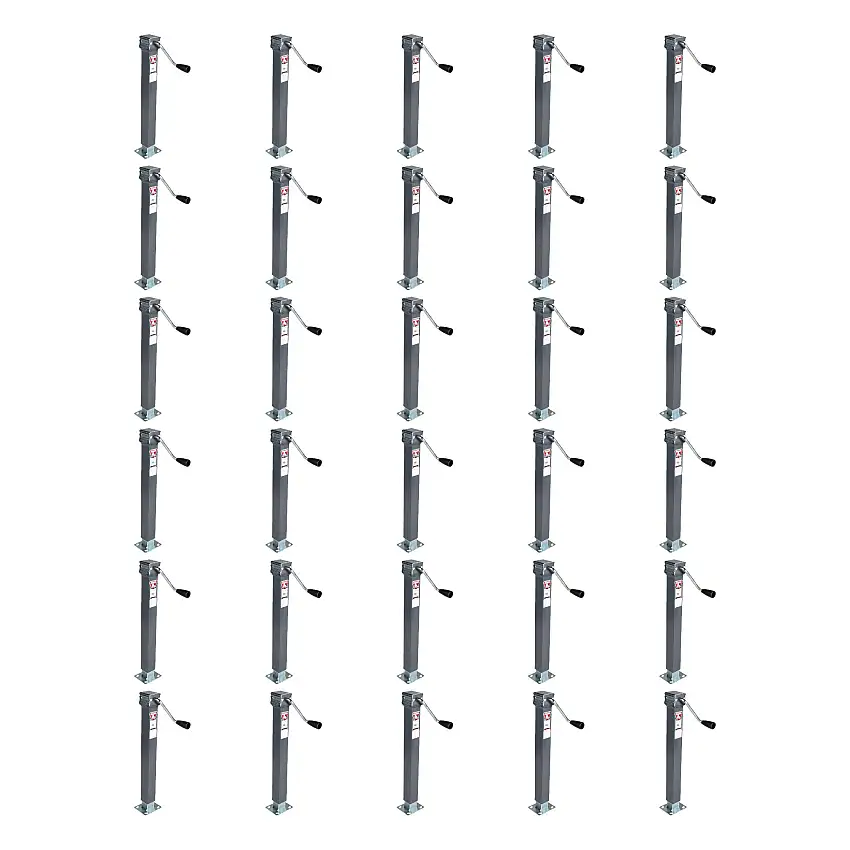 BULLDOG (30-Pack) Square Trailer Jack, No Mount, 5,000 lbs. Support Capacity, Sidewind, Weld-On, Fixed Leg with Caster Base, 15 Inch Travel