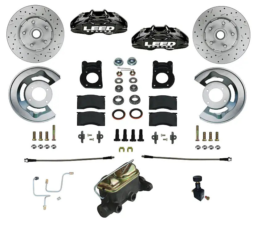 LEED Brakes BFC0005-405X Manual Front Kit with Drilled Rotors and Black Powder Coated Calipers