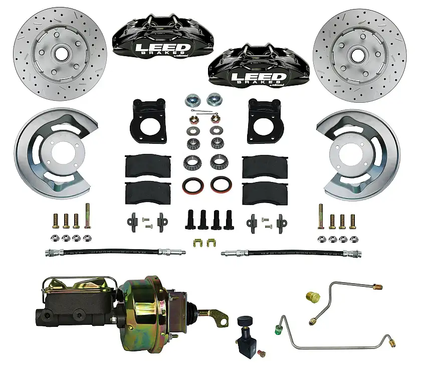 LEED Brakes BFC0005-H405MX Power Front Kit with Drilled Rotors and Red Powder Coated Calipers