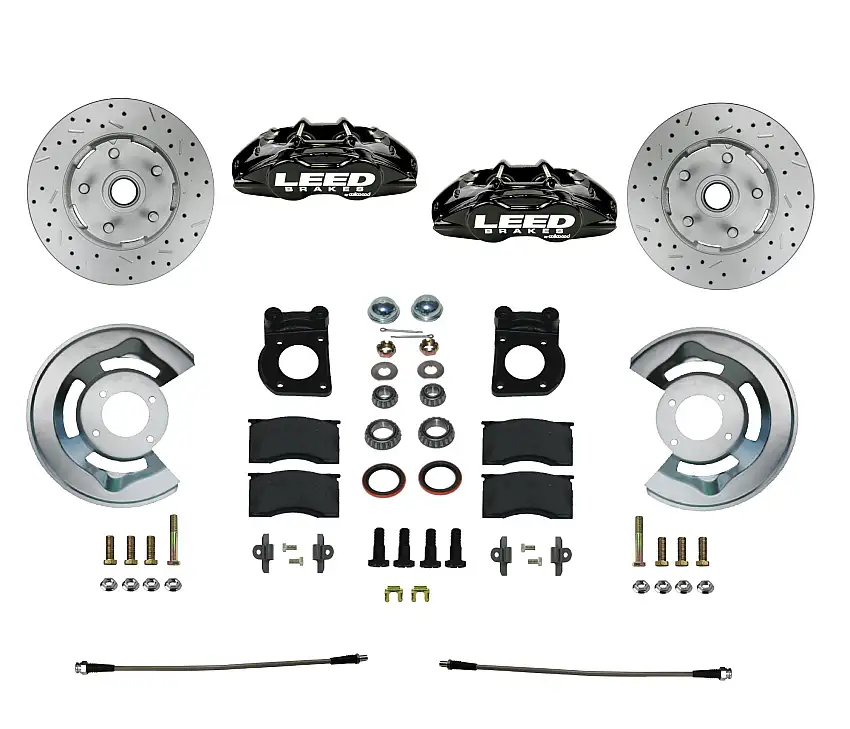 LEED Brakes BFC0006SMX Spindle Kit with Drilled Rotors and Black Powder Coated Calipers
