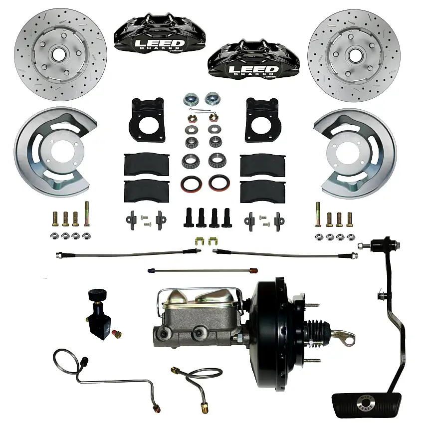 LEED Brakes BFC0007-3405AX Power Front Kit with Drilled Rotors and Black Powder Coated Calipers
