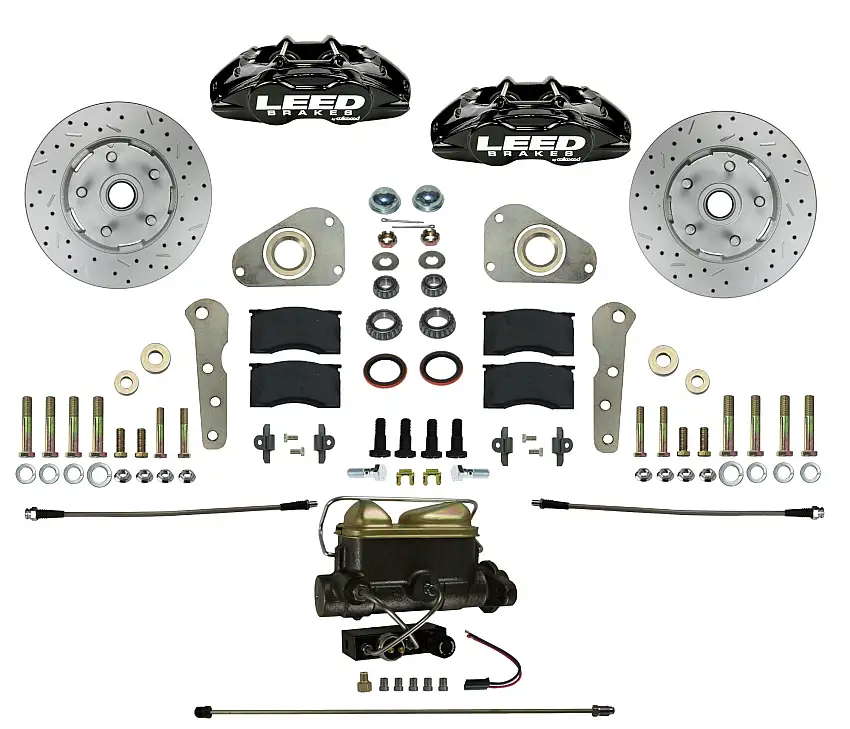 LEED Brakes BFC0026-405PX Power Front Kit with Drilled Rotors and Black Powder Coated Calipers