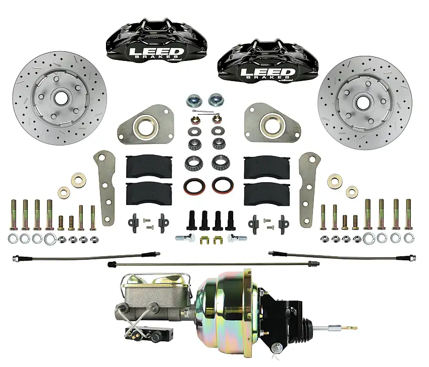 LEED Brakes BFC0026-P307X Power Front Kit with Drilled Rotors and Black Powder Coated Calipers