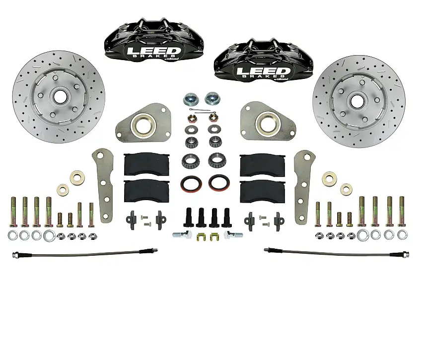 LEED Brakes BFC0026SMX Spindle Kit with Drilled Rotors and Black Powder Coated Calipers