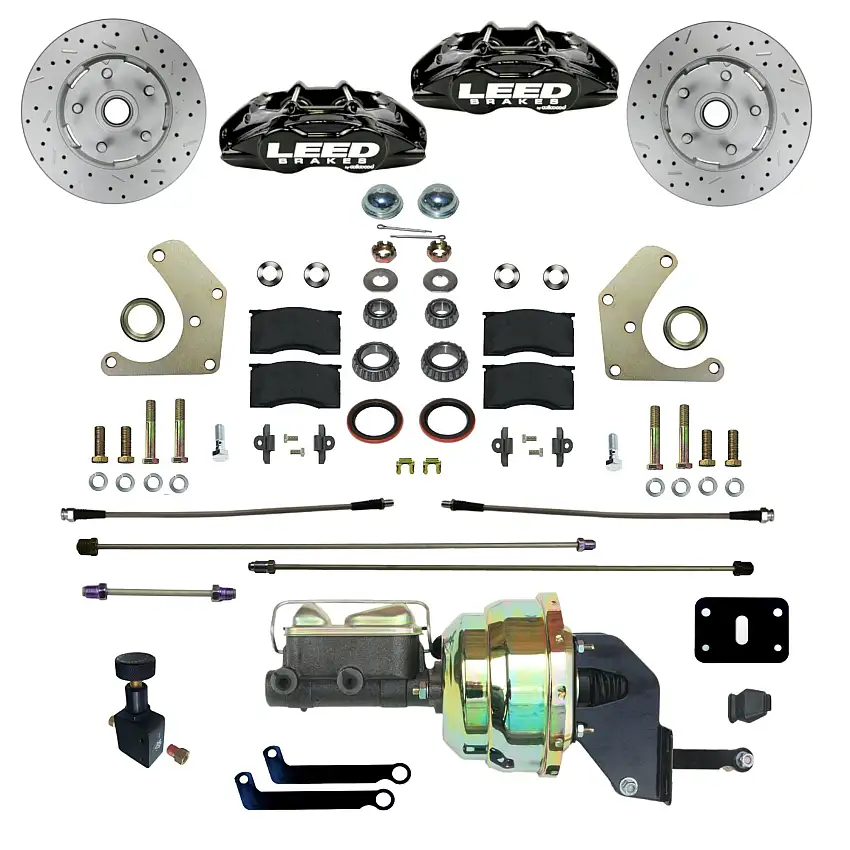 LEED Brakes BFC2004-8405X Power Front Kit with Drilled Rotors and Black Powder Coated Calipers