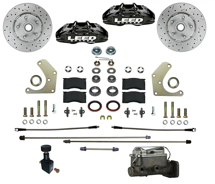 LEED Brakes BFC2004-C05PX Power Front Kit with Drilled Rotors and Black Powder Coated Calipers