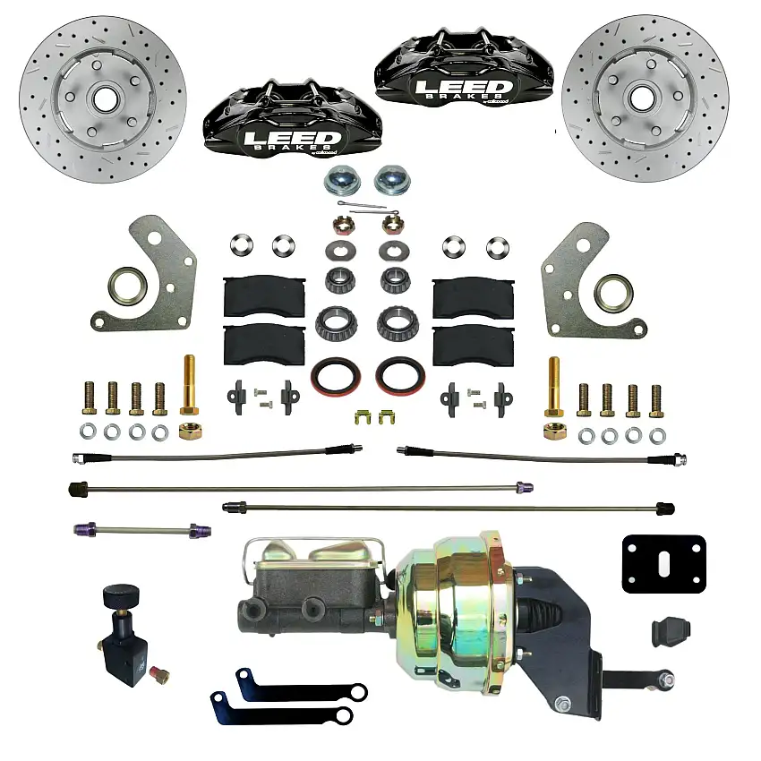LEED Brakes BFC2005-8405X Power Front Kit with Drilled Rotors and Black Powder Coated Calipers