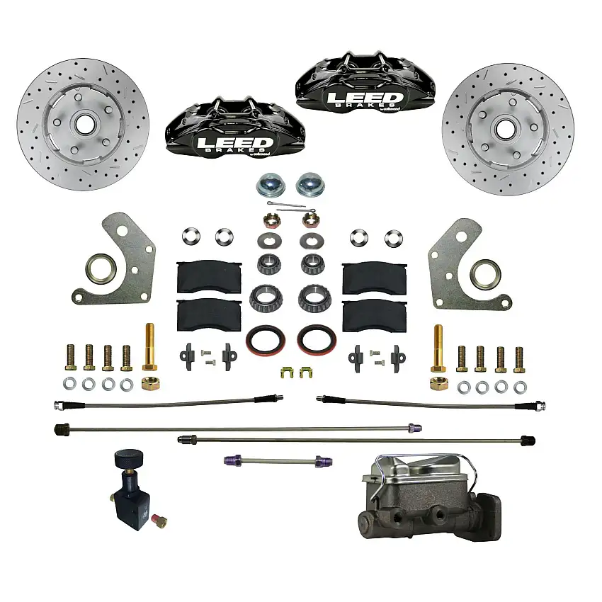 LEED Brakes BFC2006-C05X Manual Front Kit with Drilled Rotors and Black Powder Coated Calipers