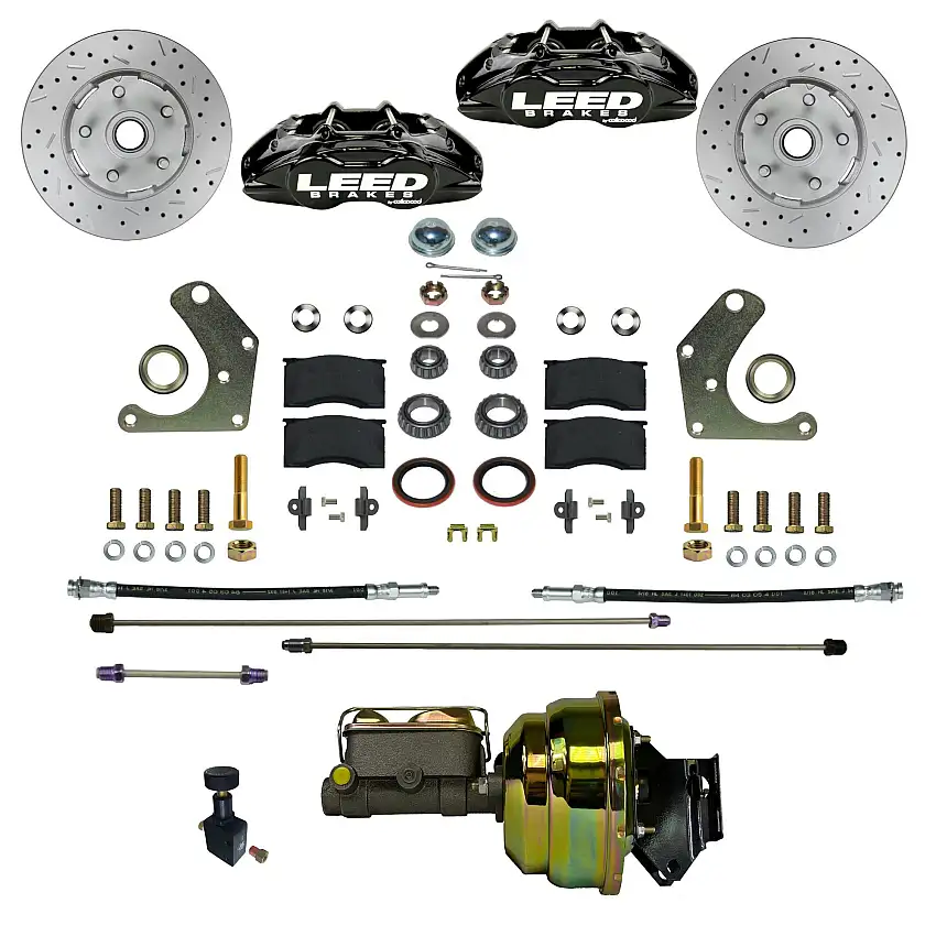 LEED Brakes BFC2006-P405X Power Front Kit with Drilled Rotors and Black Powder Coated Calipers