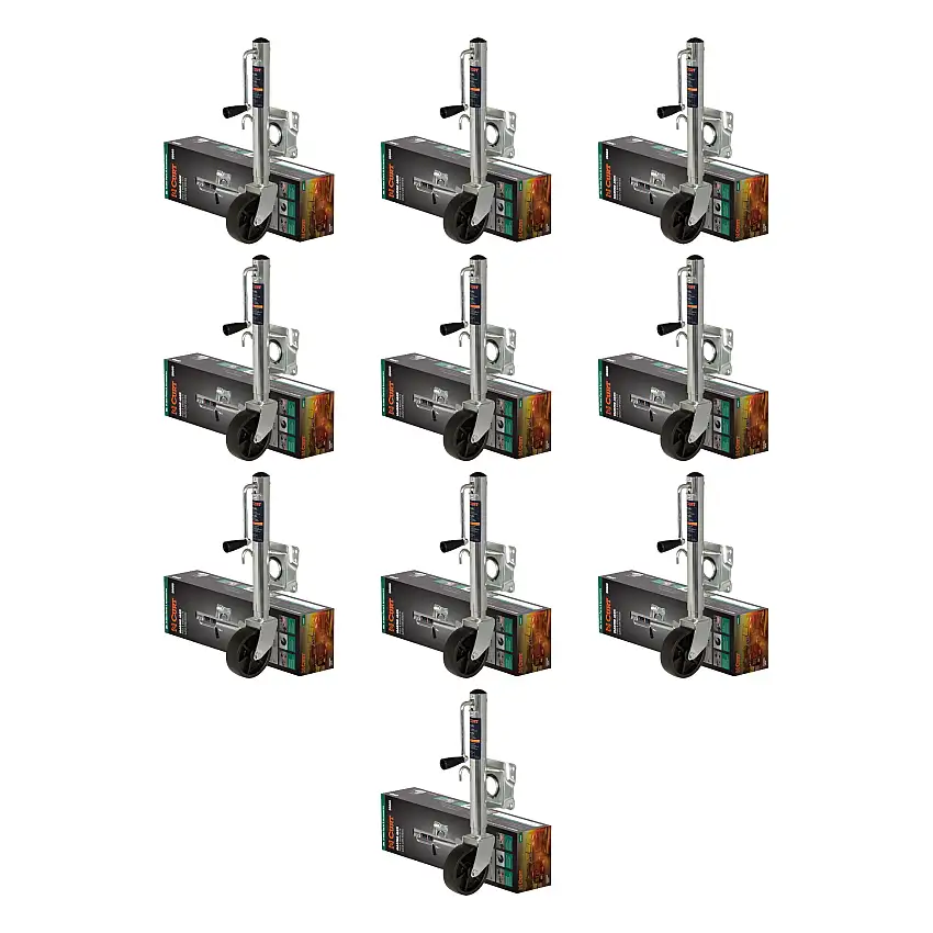 CURT (10-Pack) Marine Trailer Jack with 6" Wheel (1,000 lbs, 10" Travel, Packaged)