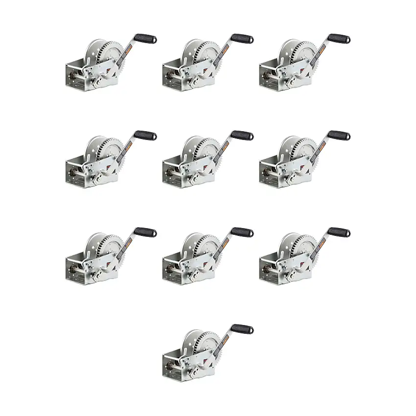CURT (10-Pack) Hand-Crank 2-Speed Winch, 3,200 lbs, 17.5:1 Low Gear Ratio, 9.6" Handle