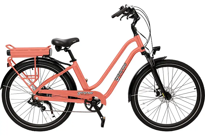 Young Electric 12801002GO Hybrid/Crossover Electric Bicycle E-Vie step-through, Glossy Orange