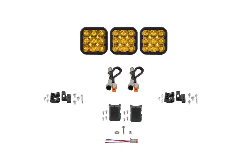 Diode Dynamics SS5 Pro Universal CrossLink 3-Pod Lightbar with Yellow Color & Driving Beam Pattern | DD7251