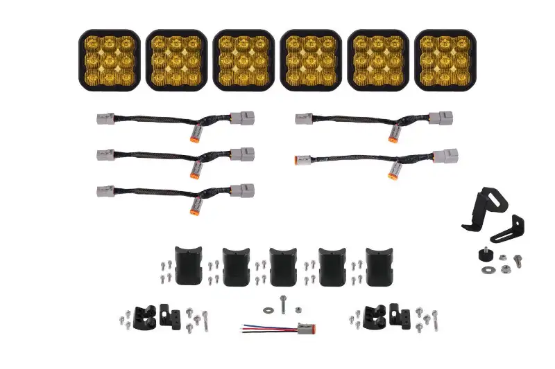 Diode Dynamics SS5 Pro Universal CrossLink 6-Pod Lightbar with Yellow Color & Driving Beam Pattern | DD7257