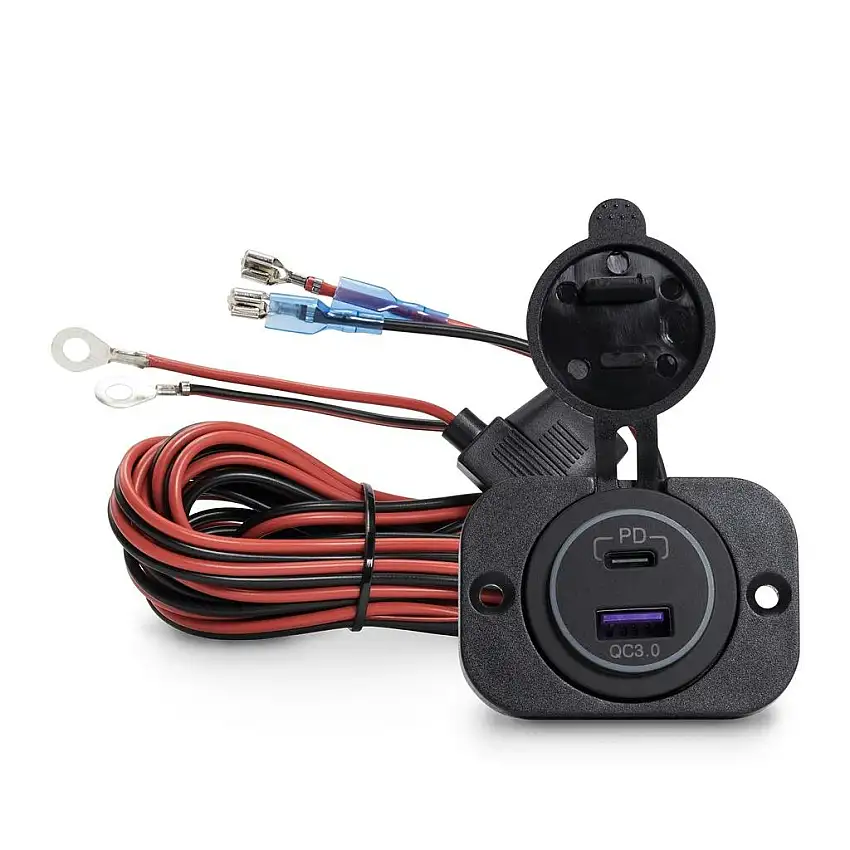 Mob Armor DUAL-USB-C-HARN Dual USB-C Charger QC3.0 + PD with Panel Mount
