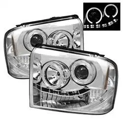 Spyder Auto Projector Headlights - LED Halo- LED - Chrome - High H1 - Low H1 5010551