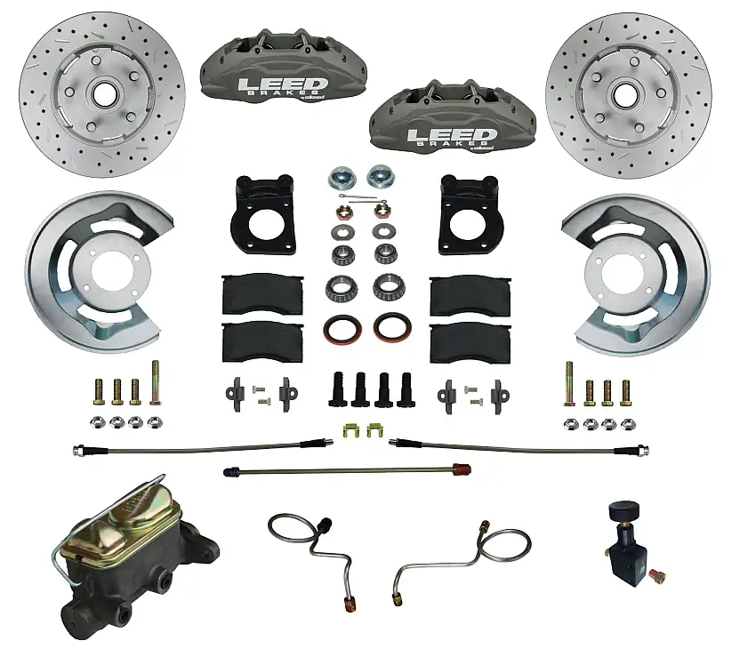 LEED Brakes FC0008-405X Manual Front Kit with Drilled Rotors and Anodized Calipers