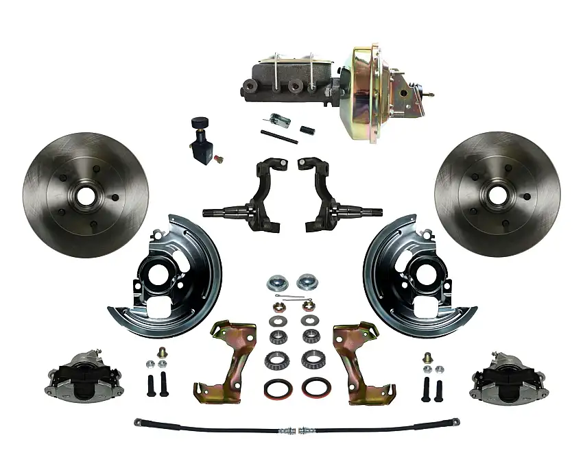 LEED Brakes FC1006-E105 Power Front Kit with Plain Rotors and Zinc Plated Calipers