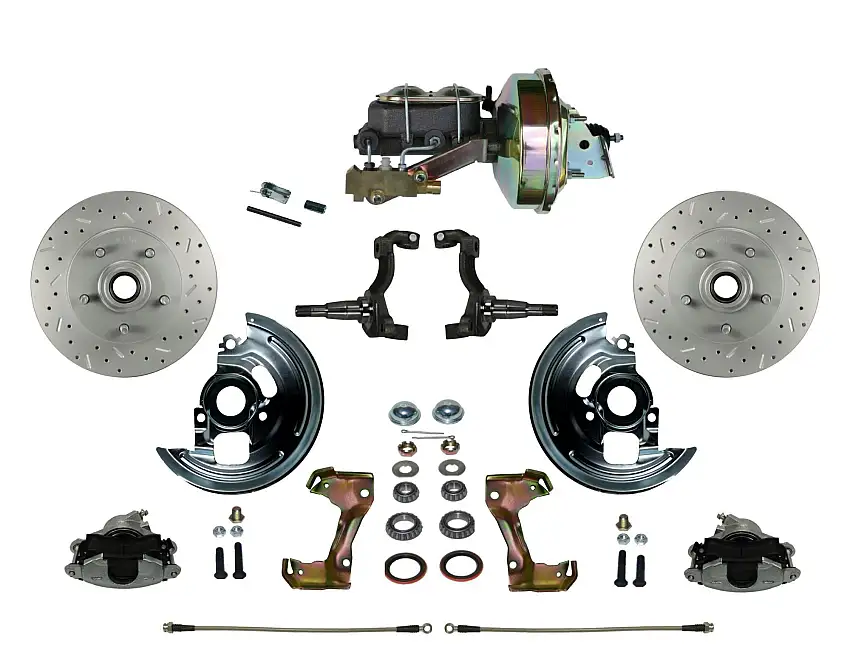 LEED Brakes FC1006-E1A1X Power Front Kit with Drilled Rotors and Zinc Plated Calipers