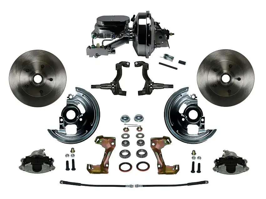 LEED Brakes FC1006-F6B4 Power Front Kit with Plain Rotors and Zinc Plated Calipers