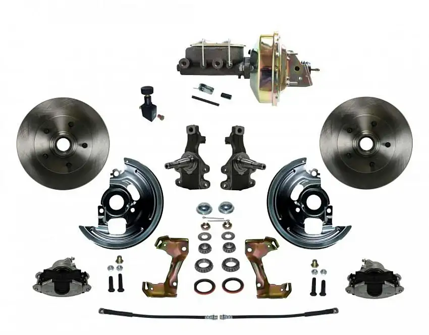 LEED Brakes FC1007-E105 Power 2" Drop Spindle Kit with Plain Rotors and Zinc Plated Calipers