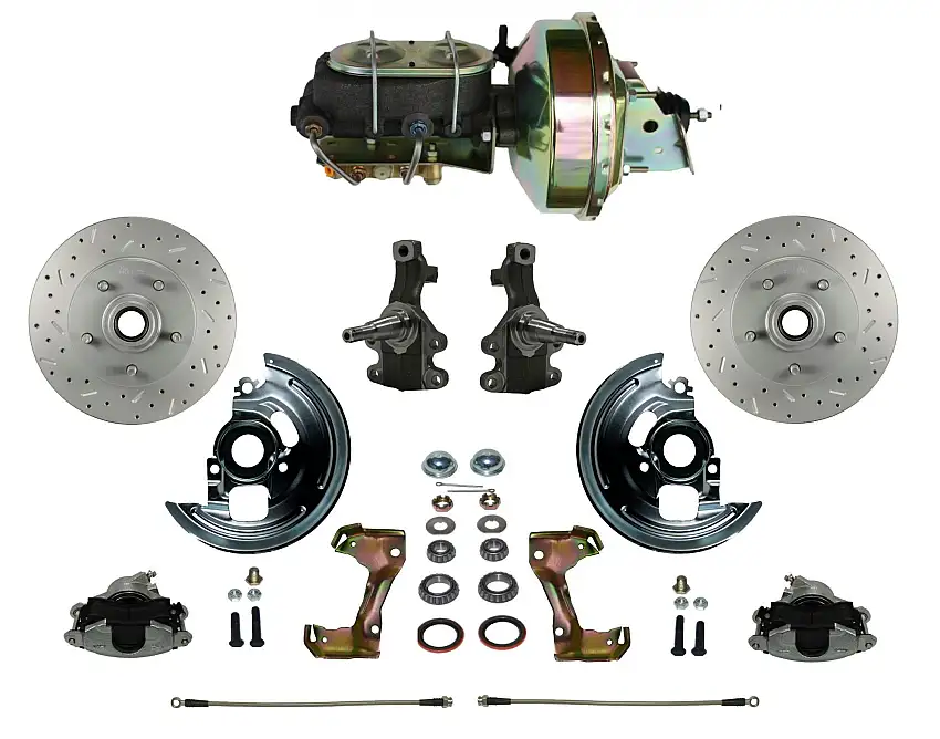 LEED Brakes FC1007-E181X Power 2" Drop Spindle Kit with Drilled Rotors and Zinc Plated Calipers