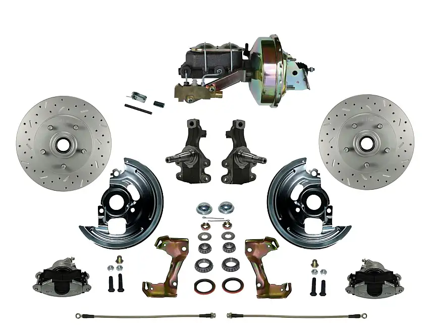 LEED Brakes FC1007-E1A1X Power 2" Drop Spindle Kit with Drilled Rotors and Zinc Plated Calipers