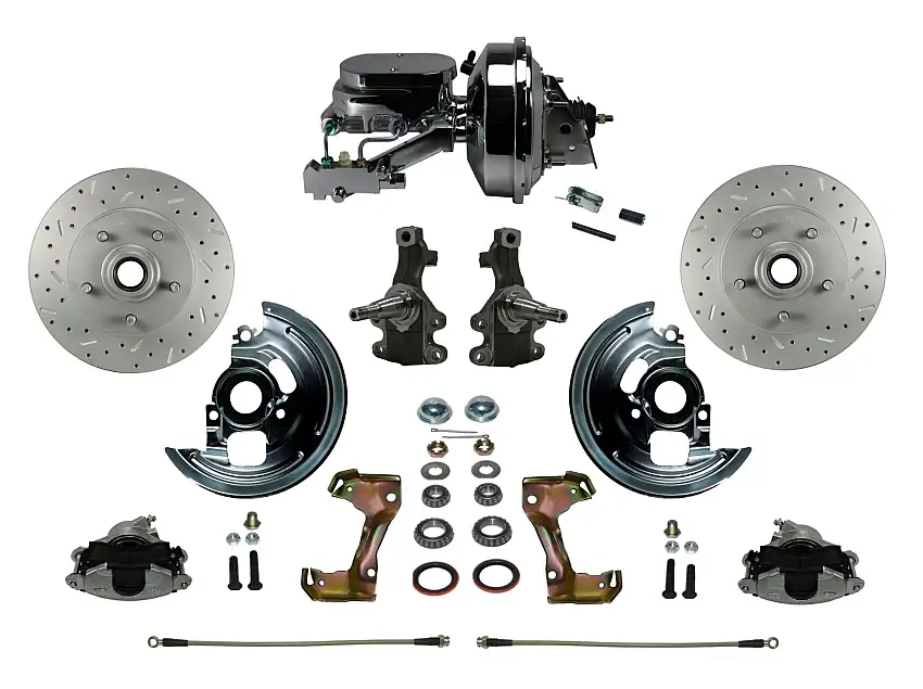 LEED Brakes FC1007-F6B4X Power 2" Drop Spindle Kit with Drilled Rotors and Zinc Plated Calipers