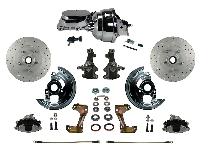 LEED Brakes FC1007-N605X Power 2" Drop Spindle Kit with Drilled Rotors and Zinc Plated Calipers