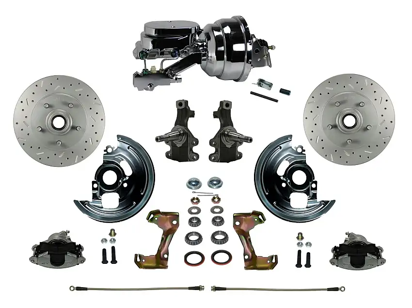 LEED Brakes FC1007-N6B4X Power 2" Drop Spindle Kit with Drilled Rotors and Zinc Plated Calipers