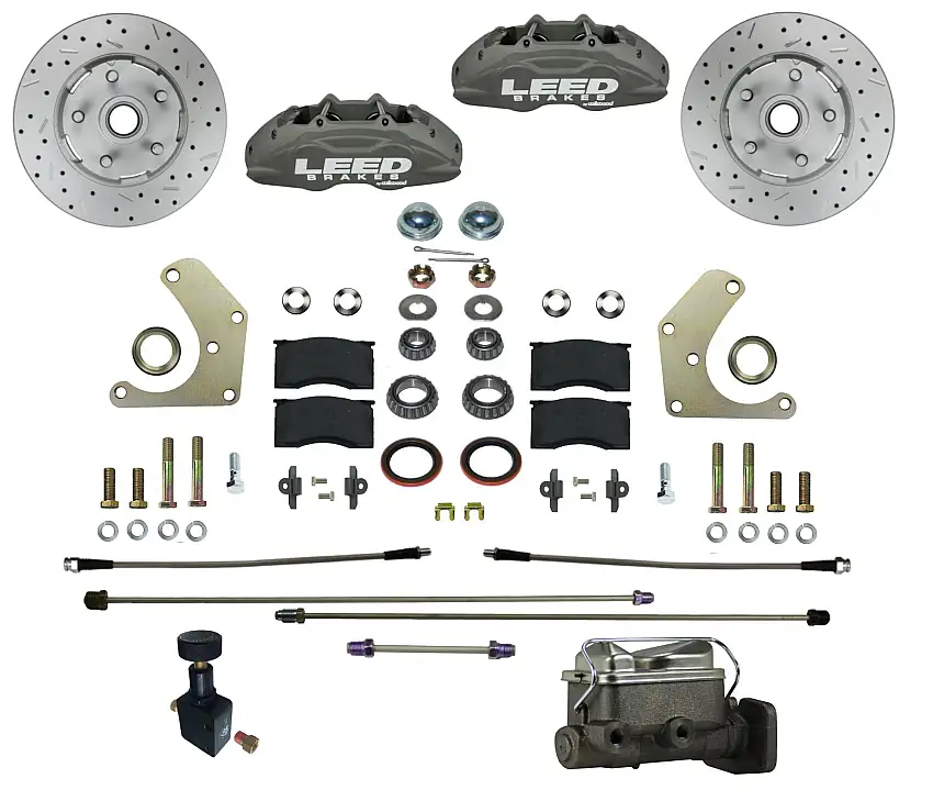LEED Brakes FC2004-C05X Manual Front Kit with Drilled Rotors and Anodized Calipers