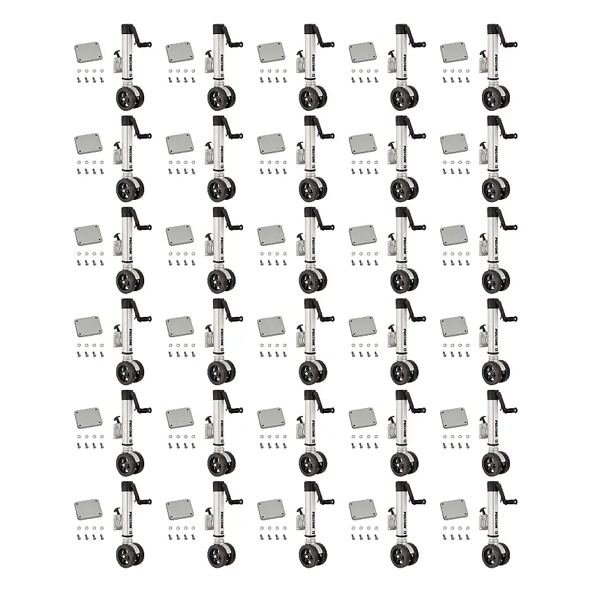 Fulton (30-Pack) F2® Marine Trailer Jack, 1,600 lbs. Lift Capacity, Sidewind, Twin Track Wheel, Weld-On Side Mount, 10 Inch Travel