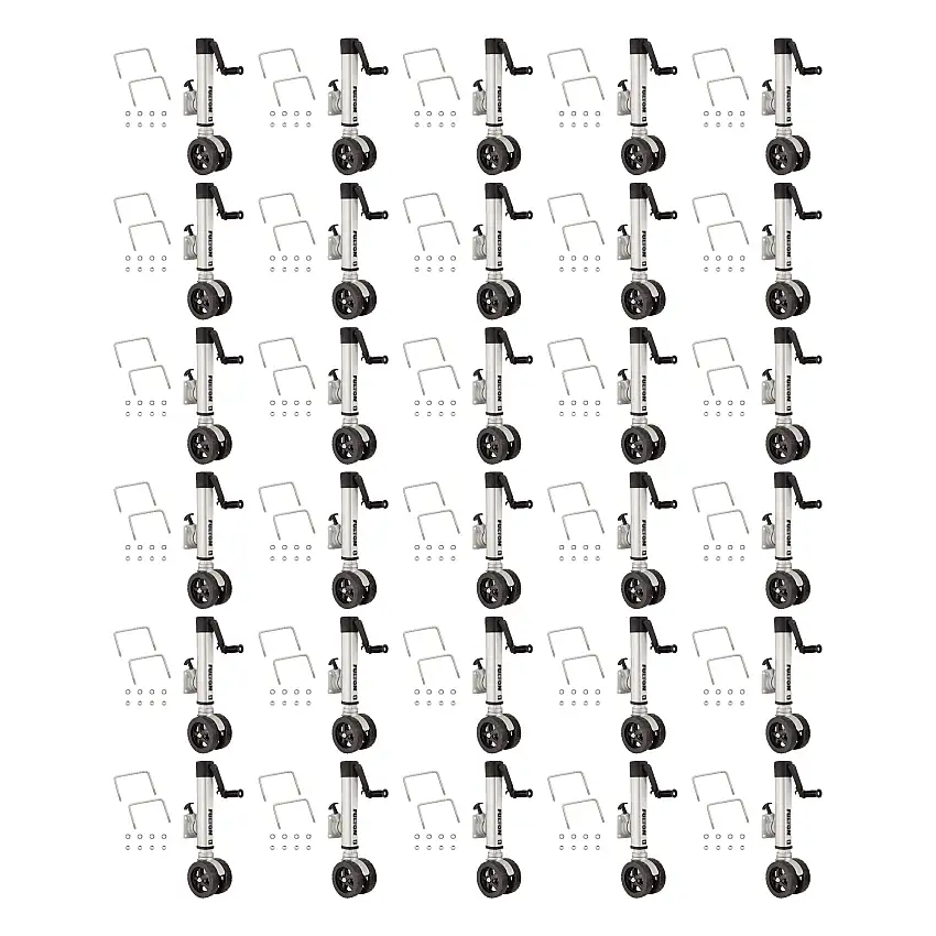 Fulton (30-Pack) F2® Marine Trailer Jack, 1,600 lbs. Lift Capacity, Sidewind, Twin Track Wheel, Bolt-On Side Mount, 10 Inch Travel