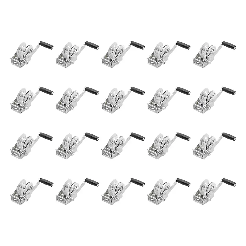 Fulton (20-Pack) Trailer Winch, Single-Speed, 900 lbs. Capacity, No Strap, 7 Inch Handle, Silver