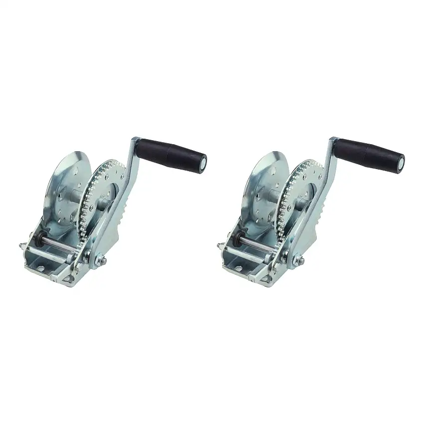 Fulton (2-Pack) Trailer Winch, Single-Speed, 1,500 lbs. Capacity, No Strap, 8 Inch Handle, Silver