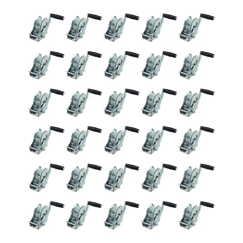 Fulton (30-Pack) Trailer Winch, Single-Speed, 1,500 lbs. Capacity, No Strap, 8 Inch Handle, Silver
