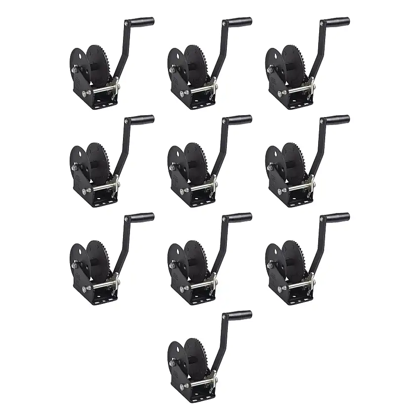 Fulton (10-Pack) Trailer Winch, Single-Speed, 1,500 lbs. Capacity, No Strap, 8 Inch Handle, Black