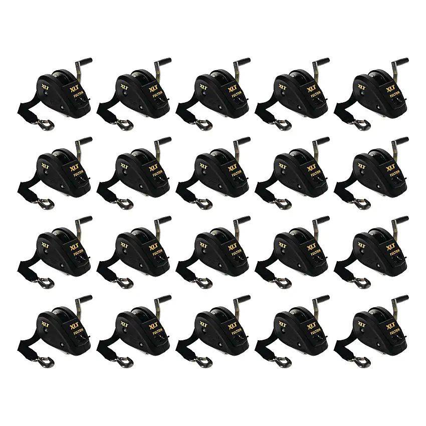 Fulton (20-Pack) XLT® Marine Trailer Winch, Single-Speed, 1,500 lbs. Capacity, 20 Foot Strap, 6 Inch Handle, Black Cover