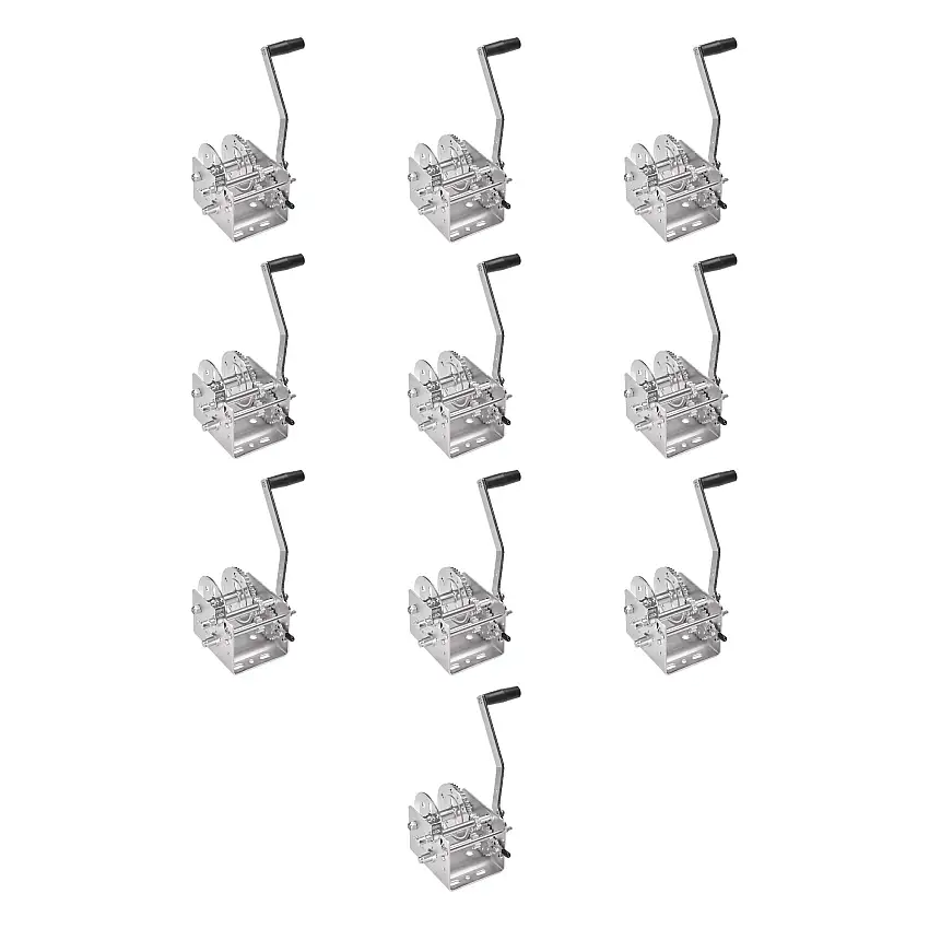 Fulton (10-Pack) Trailer Winch, Two-Speed, 2,000 lbs. Capacity, No Strap, 10 Inch Handle, Silver