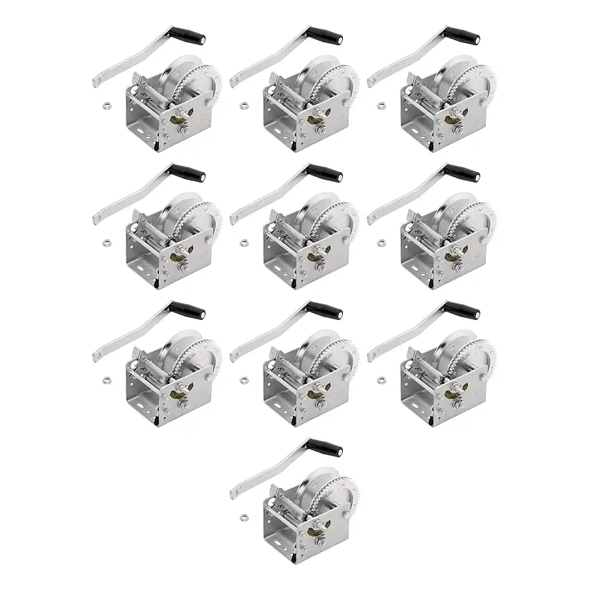 Fulton (10-Pack) Trailer Winch, Two-Speed, 2,600 lbs. Capacity, No Strap, 6.25 Inch Handle, Silver