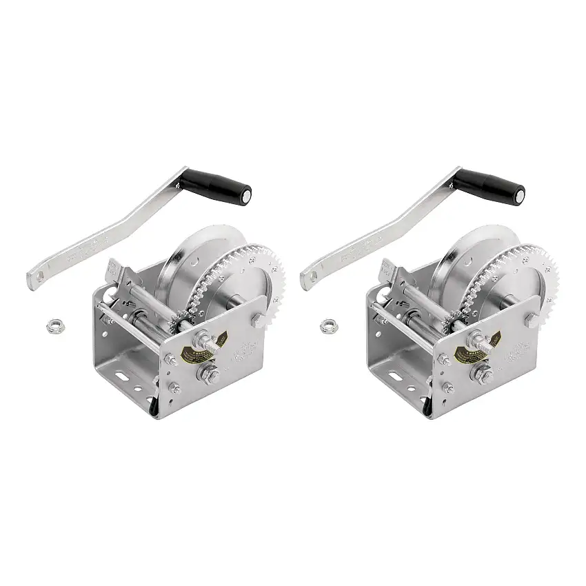 Fulton (2-Pack) Trailer Winch, Two-Speed, 2,600 lbs. Capacity, No Strap, 6.25 Inch Handle, Silver