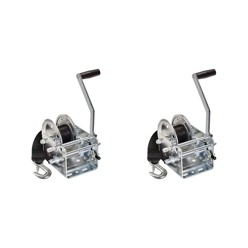 Fulton (2-Pack) Trailer Winch, Two-Speed, 2,600 lbs. Capacity, 20 Foot Strap, 10 Inch Handle, Silver