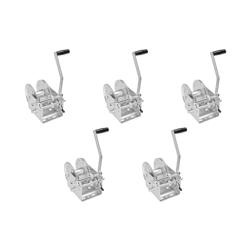 Fulton (5-Pack) Trailer Winch, Two-Speed, 3,200 lbs. Capacity, No Strap, 10 Inch Handle, Silver